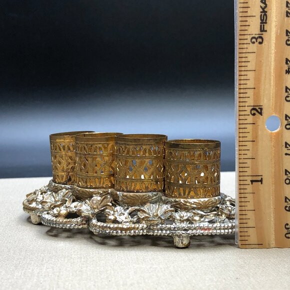 Vintage SAM FINK Ormolu Filigree Lipstick Holder Tray Hollywood Regency Vanity - Picture 14 of 14